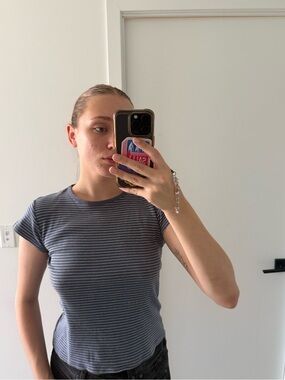 Brandy Melville blue and white stripped tee